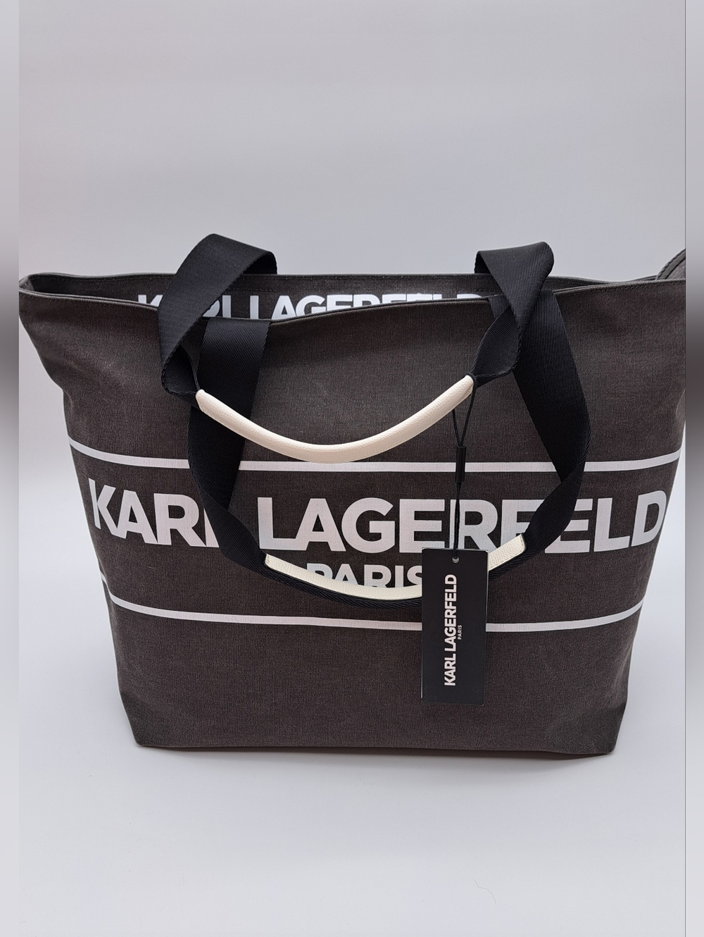 Karl Lagerfeld Paris Kristen Logo Tote Charcoal Grey - Picture 13 of 13